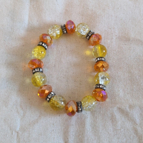 Orange and Yellow Beaded Bracelet - Picture 1 of 3